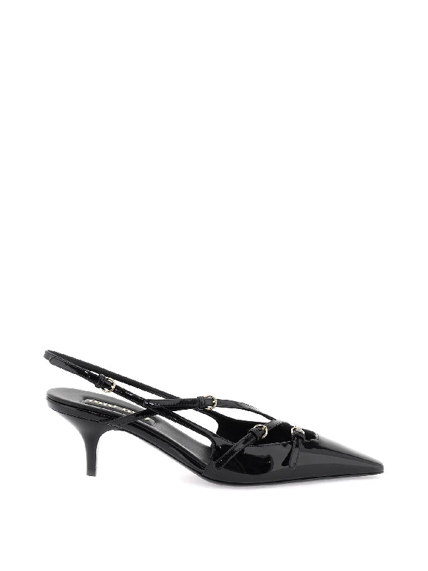 Buckle Strap Leather Slingback Heel - Jente