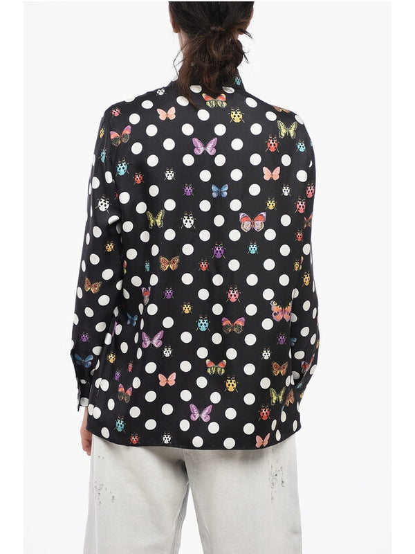 Allover Dot Pattern Silk Shirt