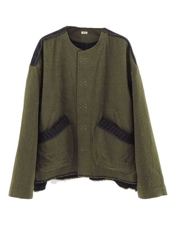 KHOKI No-collar wool jacket