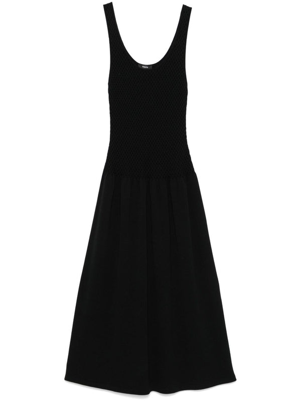 Scoop Neck Flare Cotton Blend Midi Dress