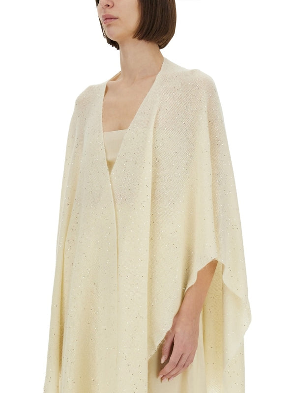 Beige Nylon Wool Cape