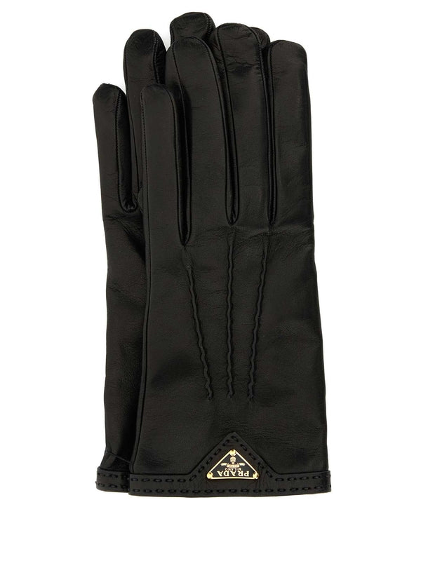 Triangle Logo Leather Gloves