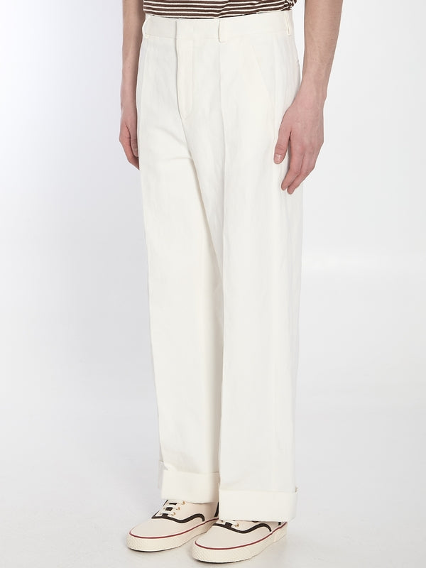 White Cotton Linen Pants