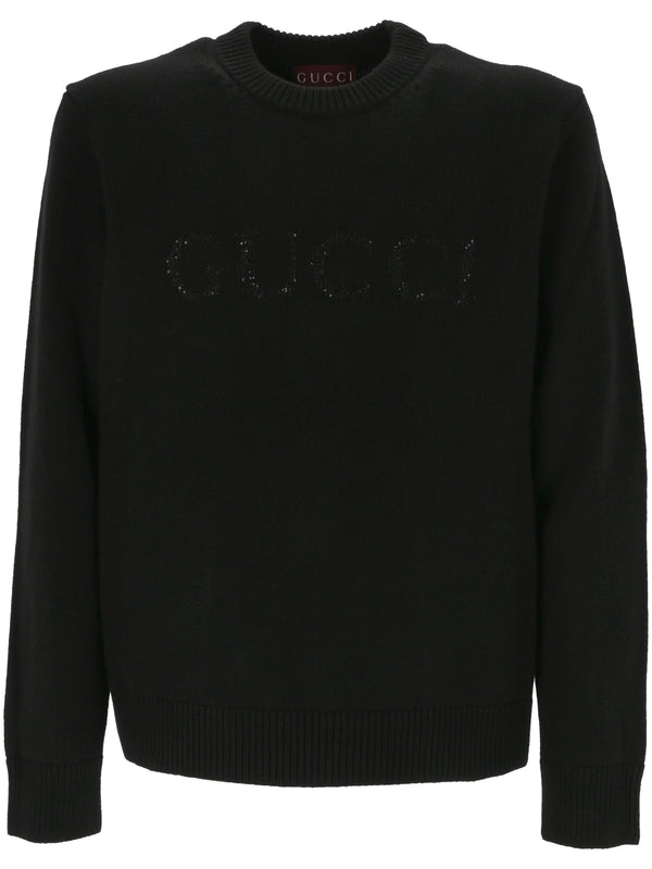 Sequin Logo Wool Cashmere Knit