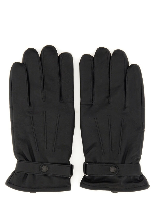 Barbour Black Leather Gloves