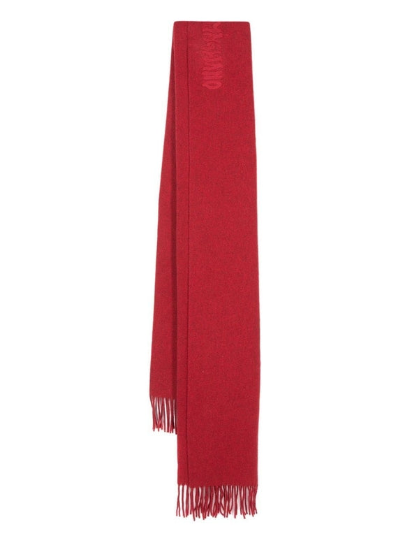 Logo Wool Fringe Scarf