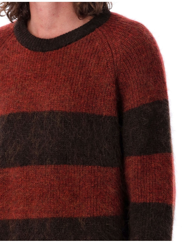 Crewneck Stripe Mohair Blend Knit