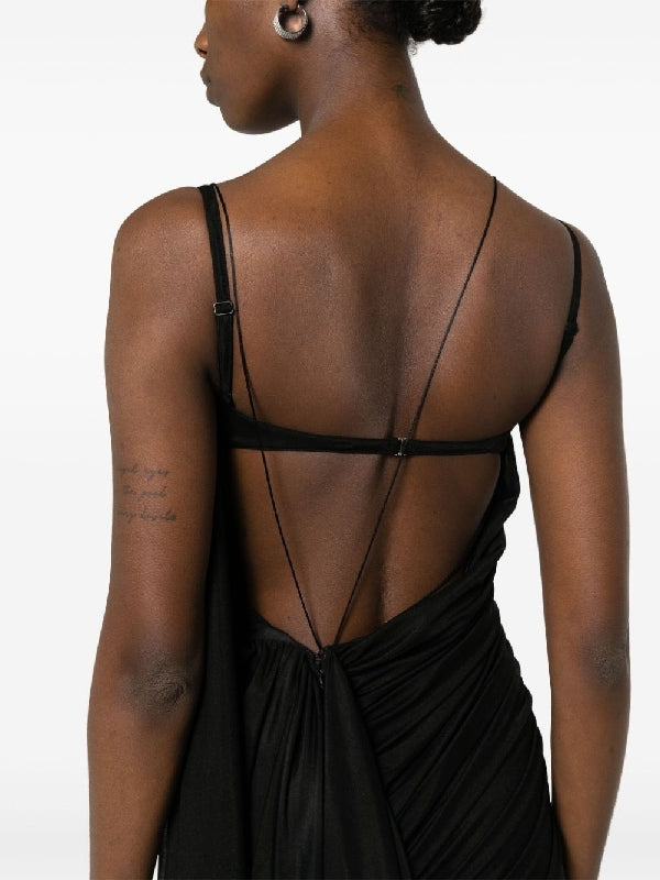 Backless Drape Panel Dress