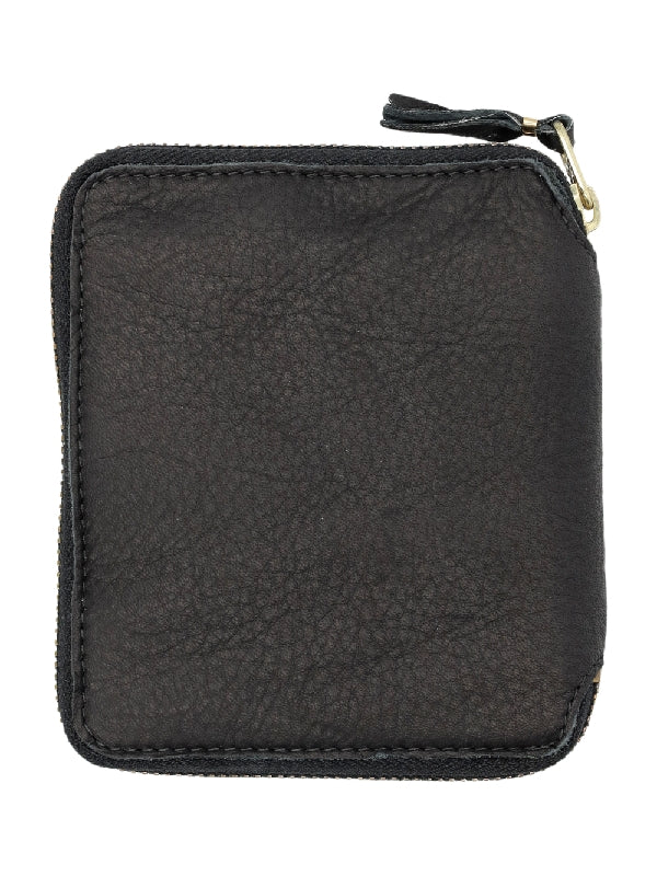 Washed Leather Zipper Around Wallet