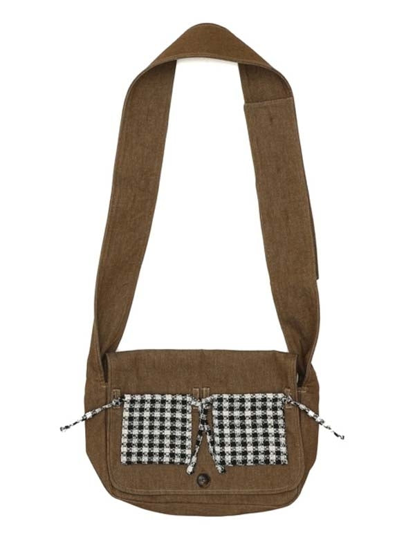 Brown Denim Messenger Bag