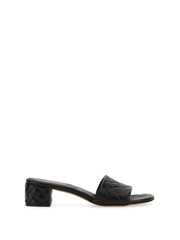 Amy Intrecciato Leather Sandal Heel