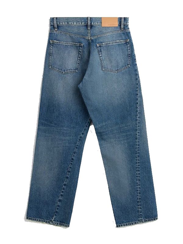 Wide Twist Vintage Blue Denim Pants