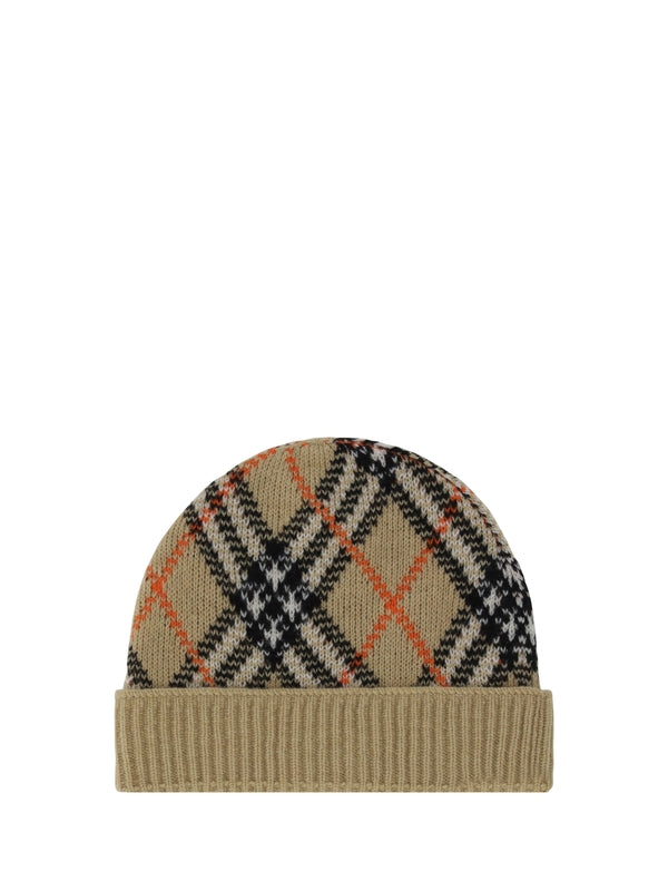 Check Pattern Cashmere Blend Beanie