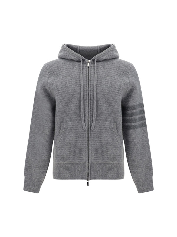 4-Bar Knit Hooded Zip-up