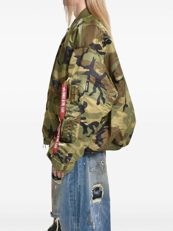 Camouflage Oversized Nylon Bomber