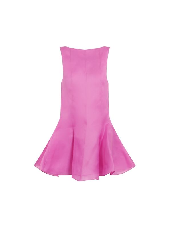 喇叭丝绸迷你连衣裙