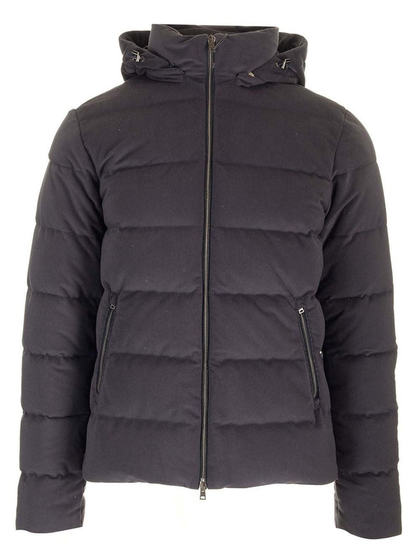 Blue Corduroy Down Padded Jacket