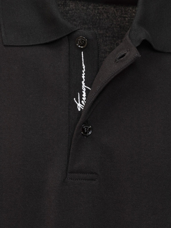 Collar Sleeve Detail Cotton Polo Shirt