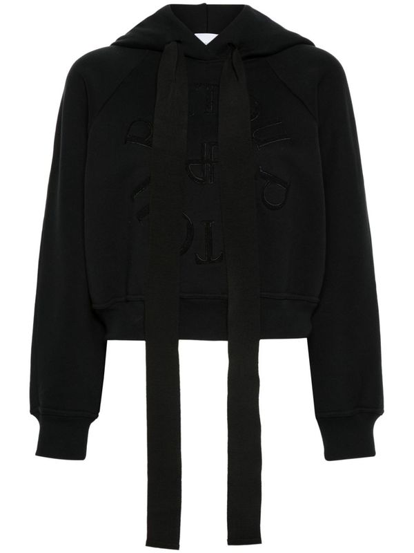 Drawstring Logo Crop Hoodie