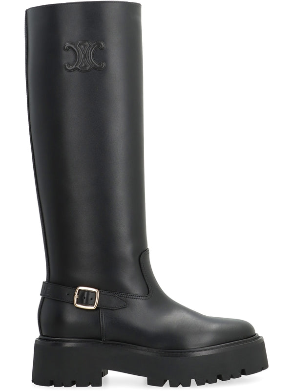 Triomphe Logo Leather High Boots