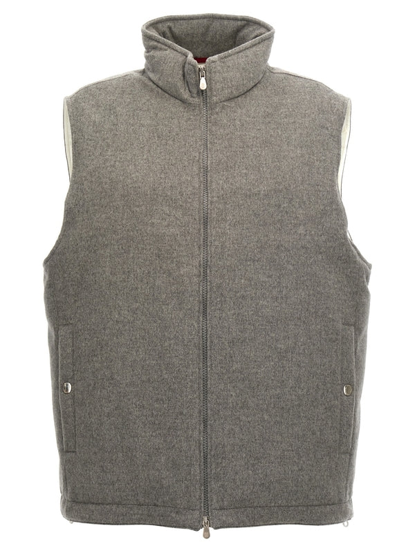 Highneck Cashmere Padding Vest