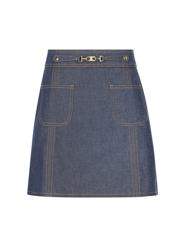 Triomphe Logo Cotton Denim Skirt