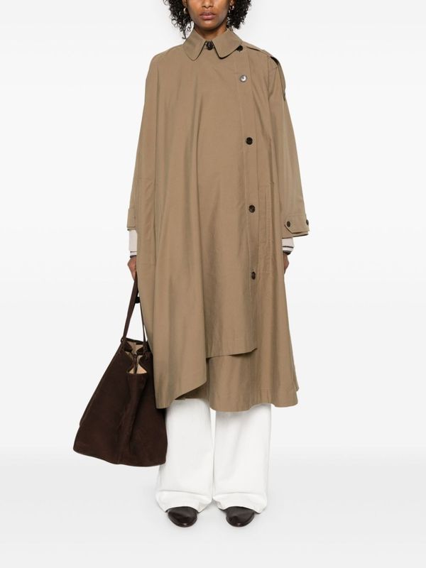 Asymmetric Single Cotton Trench Coat