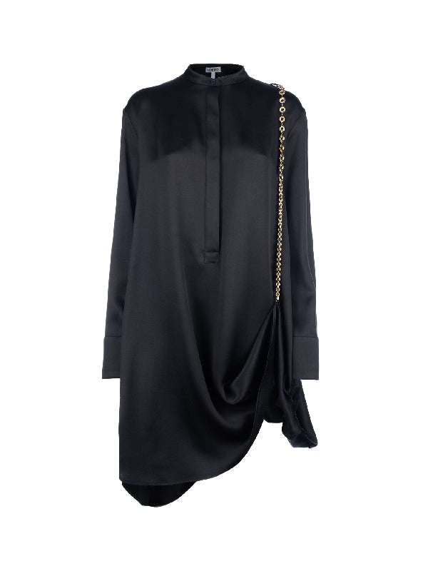 Chain Detail Silk Shirt Dress