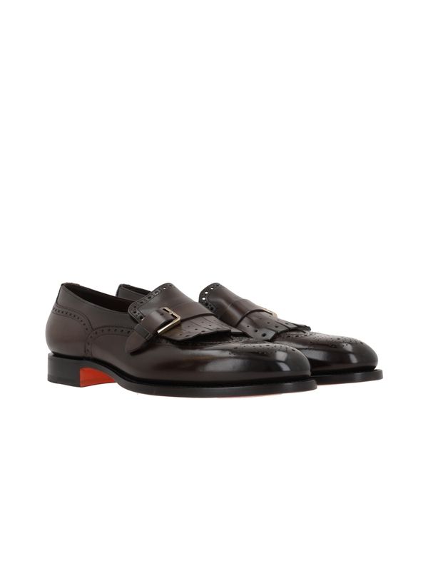 Buckle Strap Leather Loafers