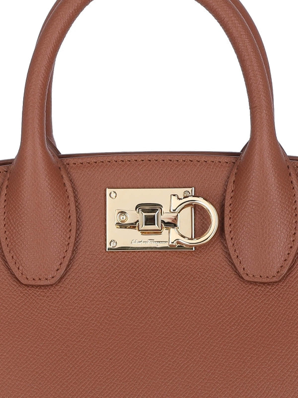 FERRAGAMO - Studio Gancini Leather Tote Bag - Jente