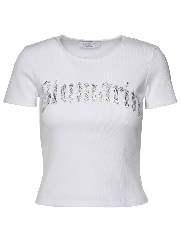 Rhinestone Logo Crop T-Shirt