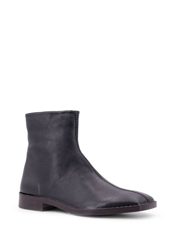 Zipper Leather Ankle Boots