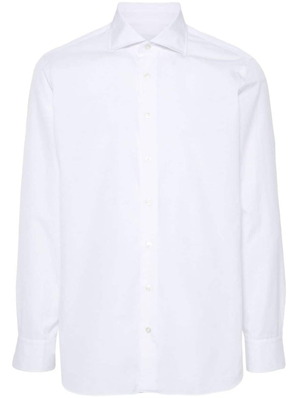 White Cotton Long-Sleeve
  Shirt