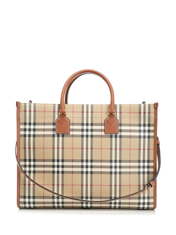 Freya Check Pattern Medium Tote Bag