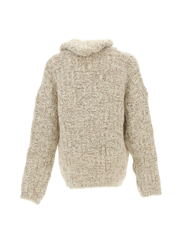 Textured Wool Mohair Hooded Knit