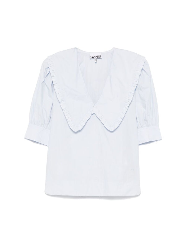 Collar Detail Cotton Short
  Sleeve Shirt