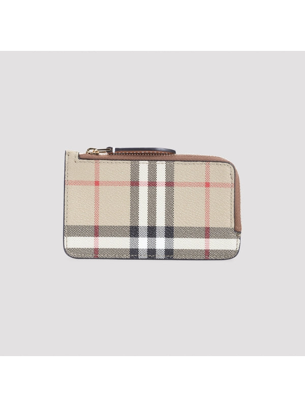 Burberry Checked Beige Card Holders