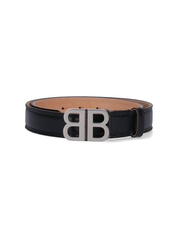 BB Logo Buckle Leather Belt