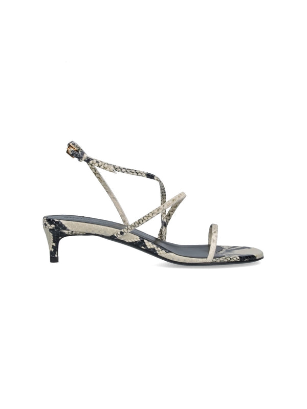 Python Effect Leather Sandal Heels