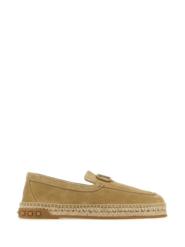 V Logo Suede Espadrille Loafers