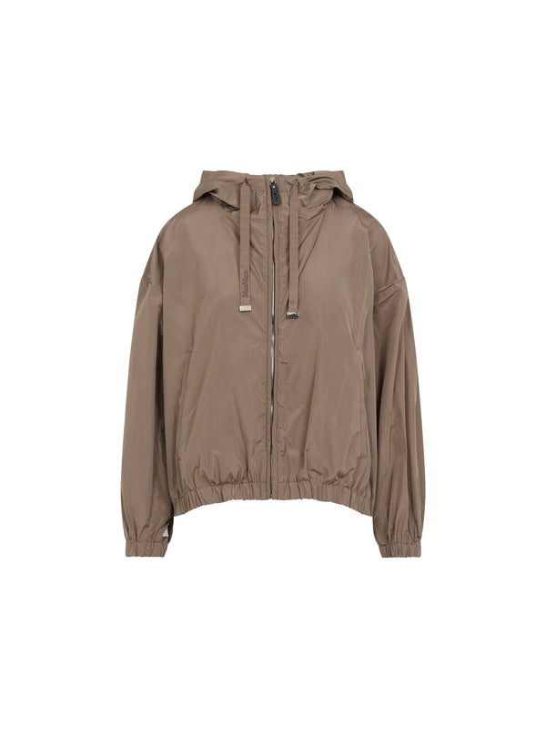 Tea Drawstring Hood Zip-Up Jacket