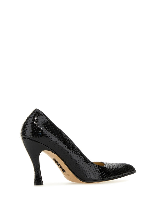 Snake Effect Leather Pumps Heel
