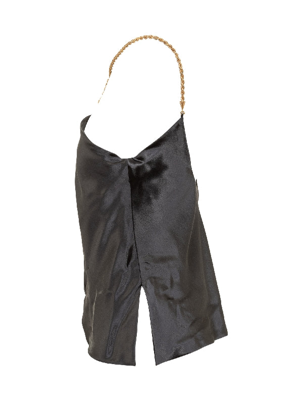 Chain Cross Strap Satin Slip Top