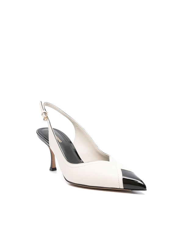 Color-Blocked Toe Calfskin
  Slingback Heels