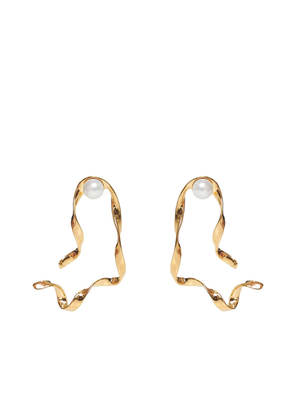 Pearl Twist Gold Earrings