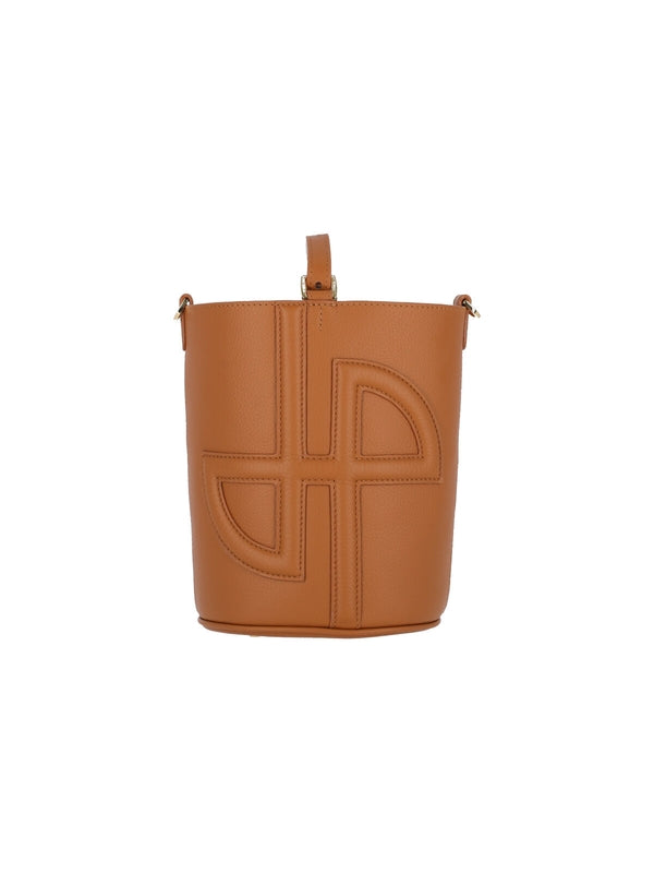 Logo Detail Leather Bucket Bag