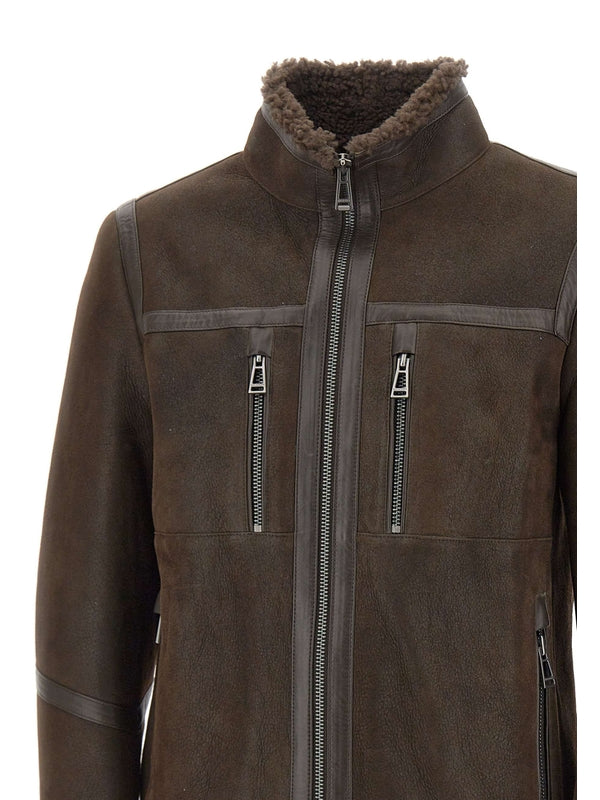 Belstaff High Neck Leather Jacket