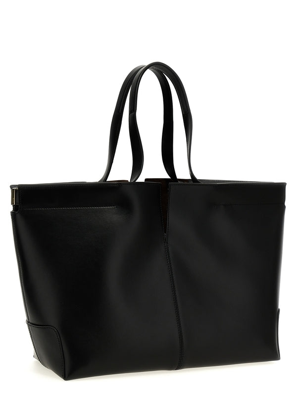 Di Logo Patch Leather Tote Bag