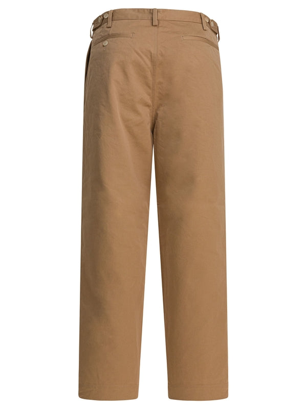 Auralee Washed Finx One Tuck Brown Chino Pants