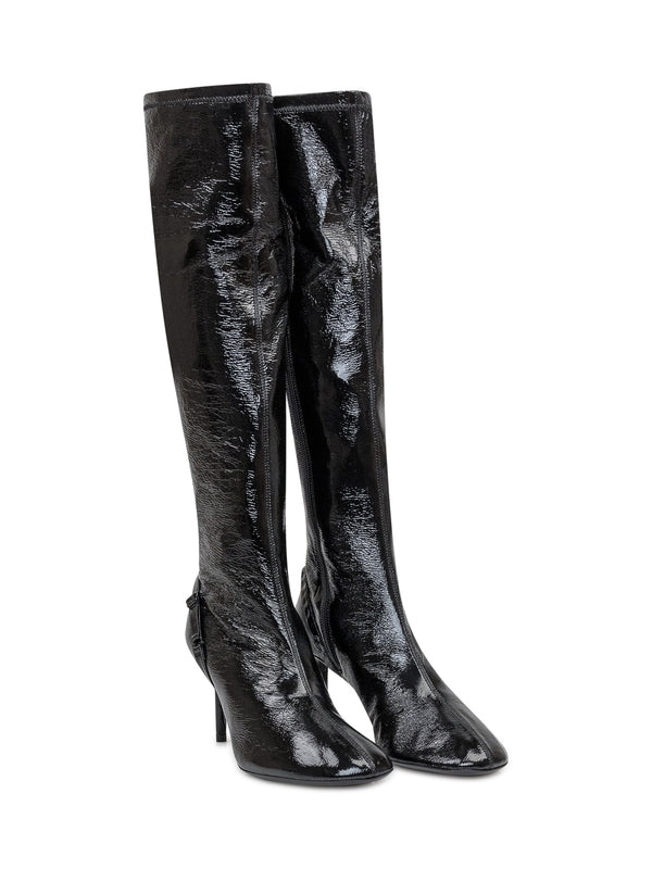 Oblique Vinyl High Heel Boots